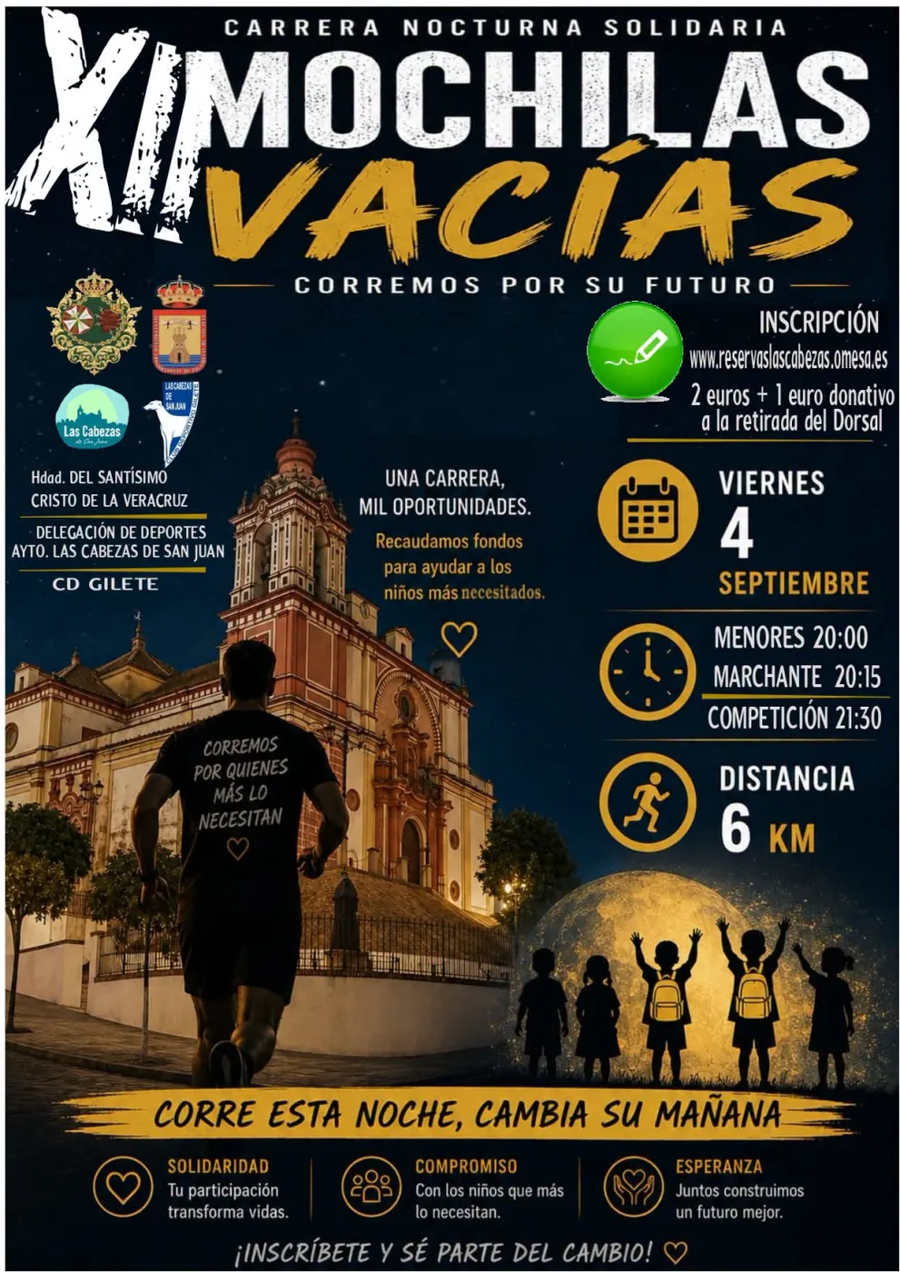 Cartel XII Carrera Nocturna Solidaria Mochilas Vacías