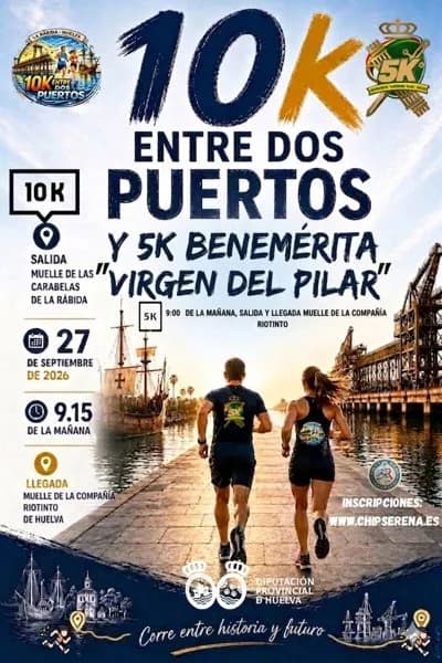 Cartel 10K Entre Dos Puertos y 5K Benemérita Virgen del Pilar