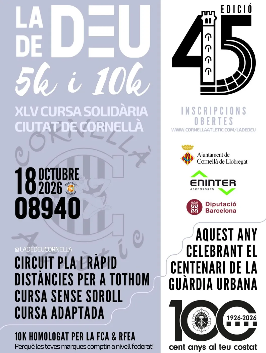 XLV Cursa Popular Ciutat de Cornellà - La de Deu 10K