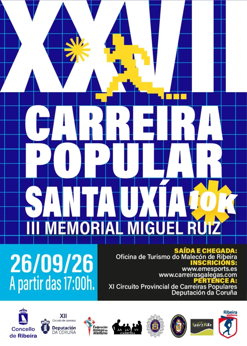 Cartel XXVII Carreira Popular Santa Uxía - III Memorial Miguel Ruiz