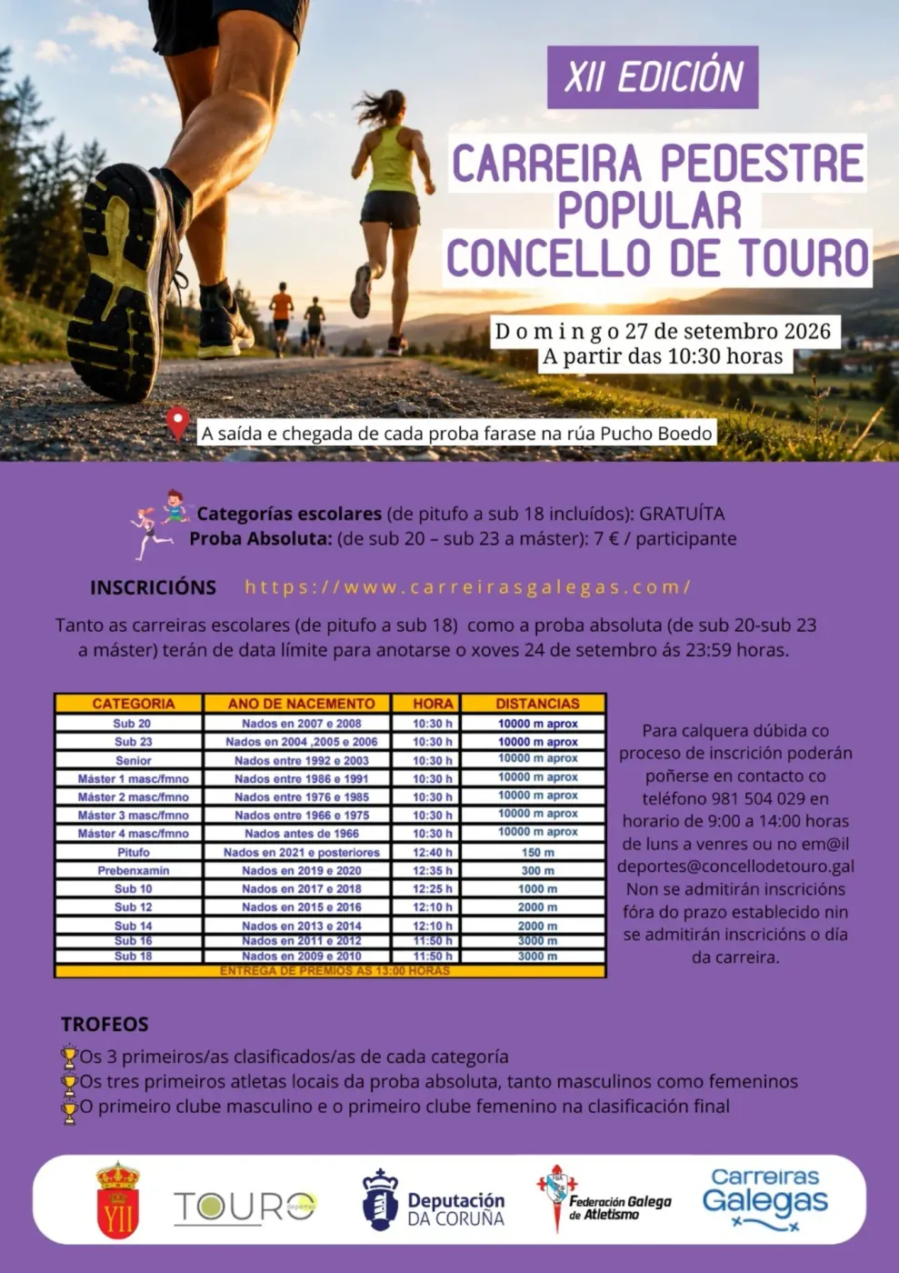 Cartel XII Carreira Pedestre Concello de Touro
